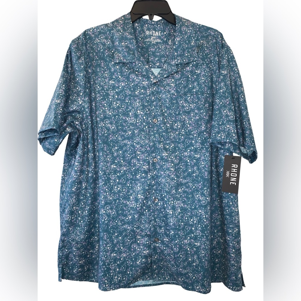 Rhône Mens Camp Collar Shirt Gulf Coast Floral Print Size XL NWT